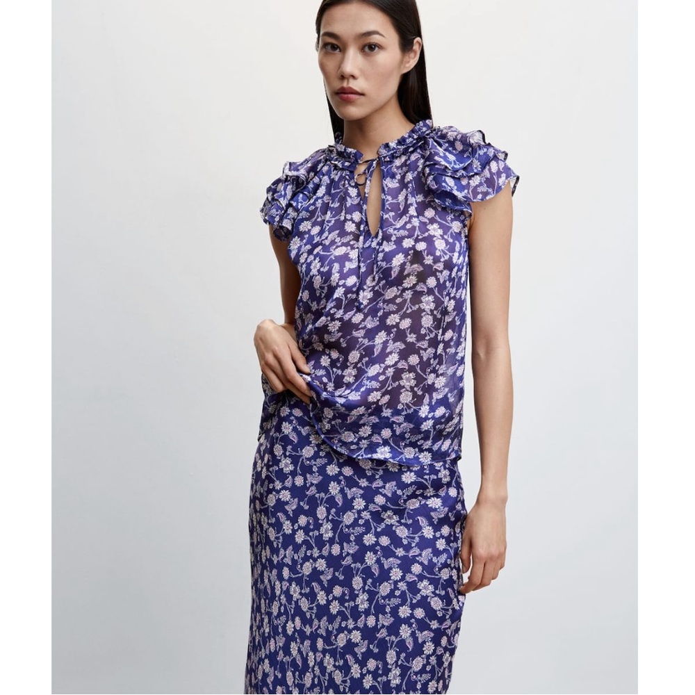 MANGO Floral long skirt - Picture 3 of 3